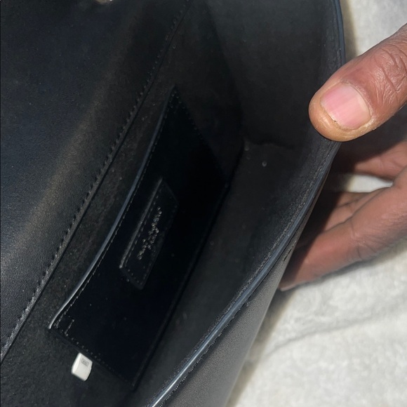 Yves Saint Laurent Black Leather Crossbody with Silver Chain - Picture 3 of 7